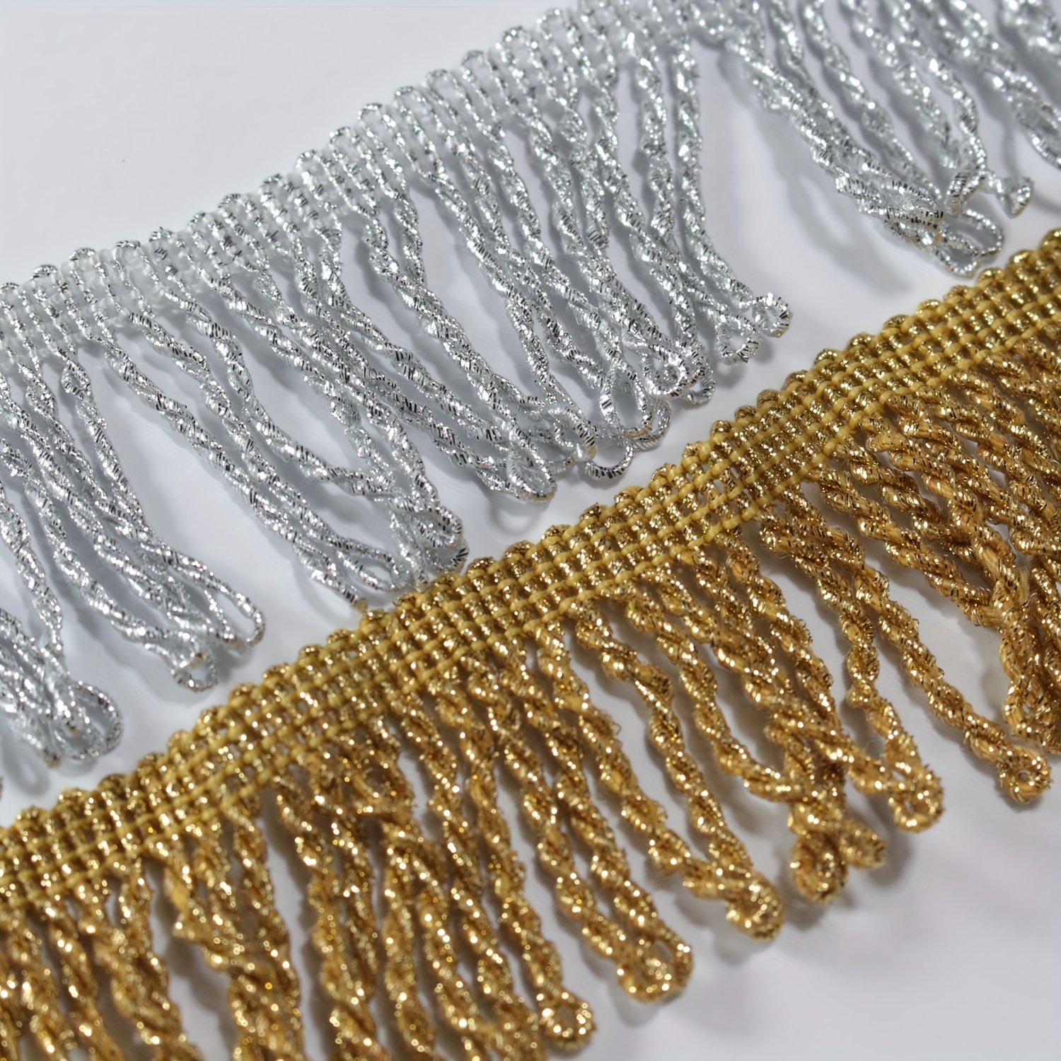 

1pc Silver And Gold Bullion Fringe Trim, 5cm/1.96 Inches Wide, Curtain Fringes Fabric Trim For Diy Sewing, Home Decor, Sofa, Clothes Decoration