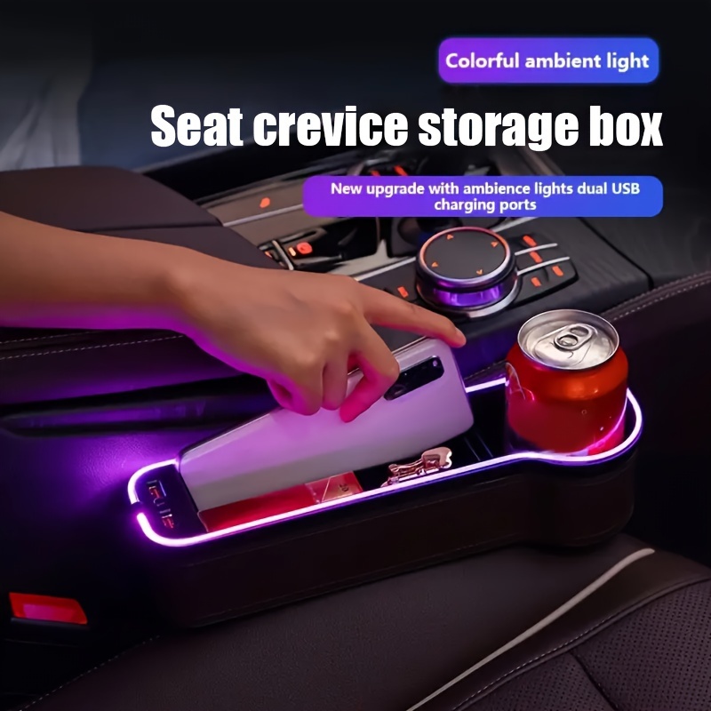 

Universal Car Seat Gap Organizer Led And Usb Charging , - Automotive Box, Pu Crevice - Of 1