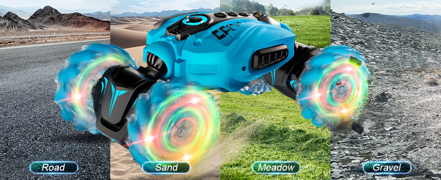 Gesture Controlled Remote Control Stunt Car, 360° Rotating Double-sided Driving Toy, Large Four-wheel Drive Remote Control Car, Birthday Gift For Christmas, All-terrain Remote Control Car With Spray