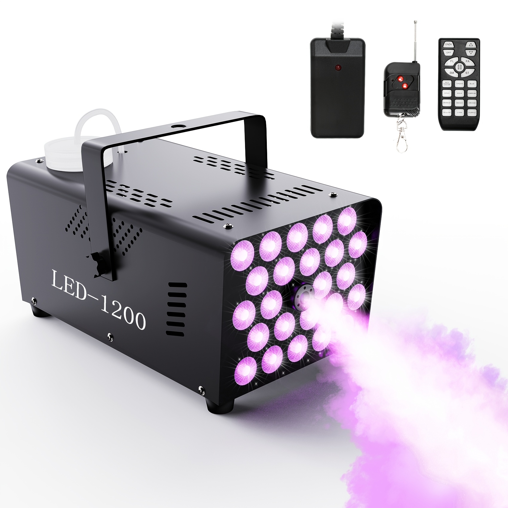 TEMU Stage Fog Machine, 13 Types Of Lights With Adjustable Color Temperature, 24 Led Beads, Fast Atomization, Quick Output, Led-1200, Suitable For