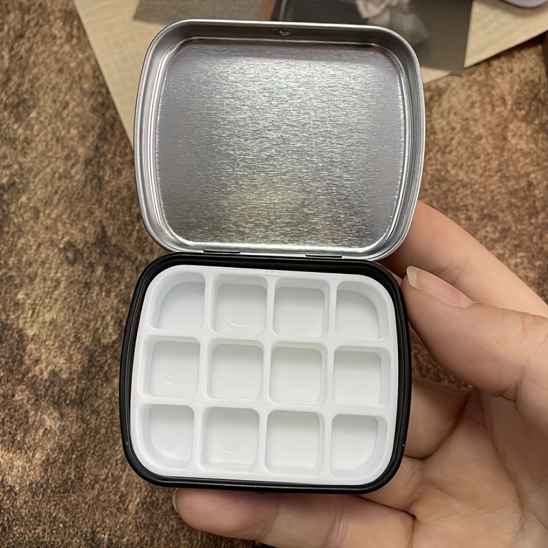 TEMU Mini Storage Divided Small Iron Box, Watercolor Paints Dividing Box, Nail Drill Dividing