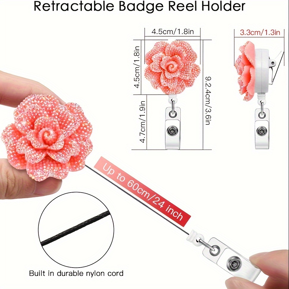 Retractable Badge Holder With Alligator Clip Flower Shaped AB