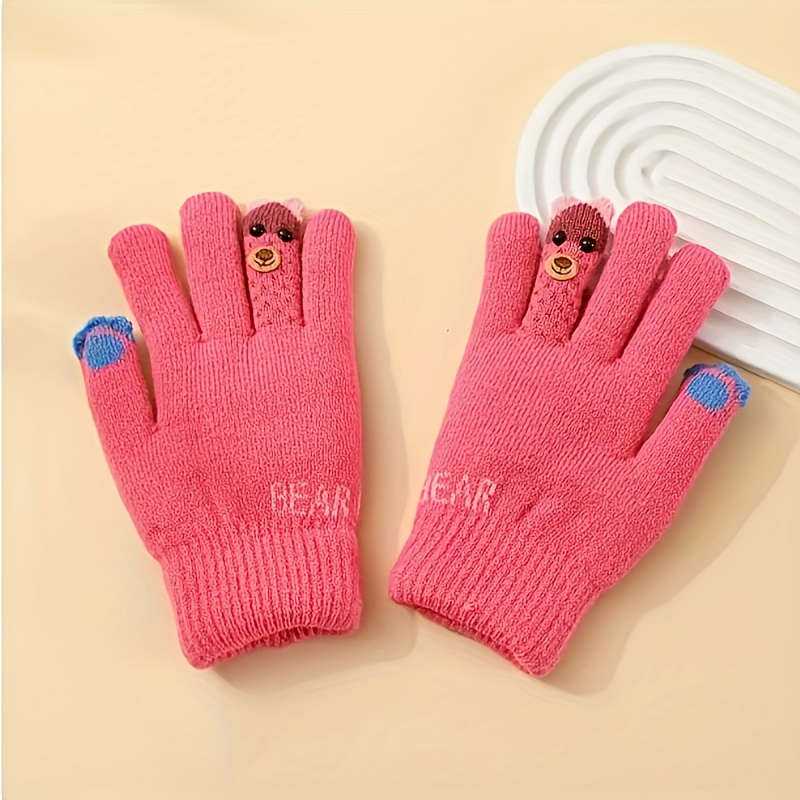 Image of 1 Pair Of Comfortable And Cute 's Winter Gloves, Suitable For Boys And Girls Aged 4-7