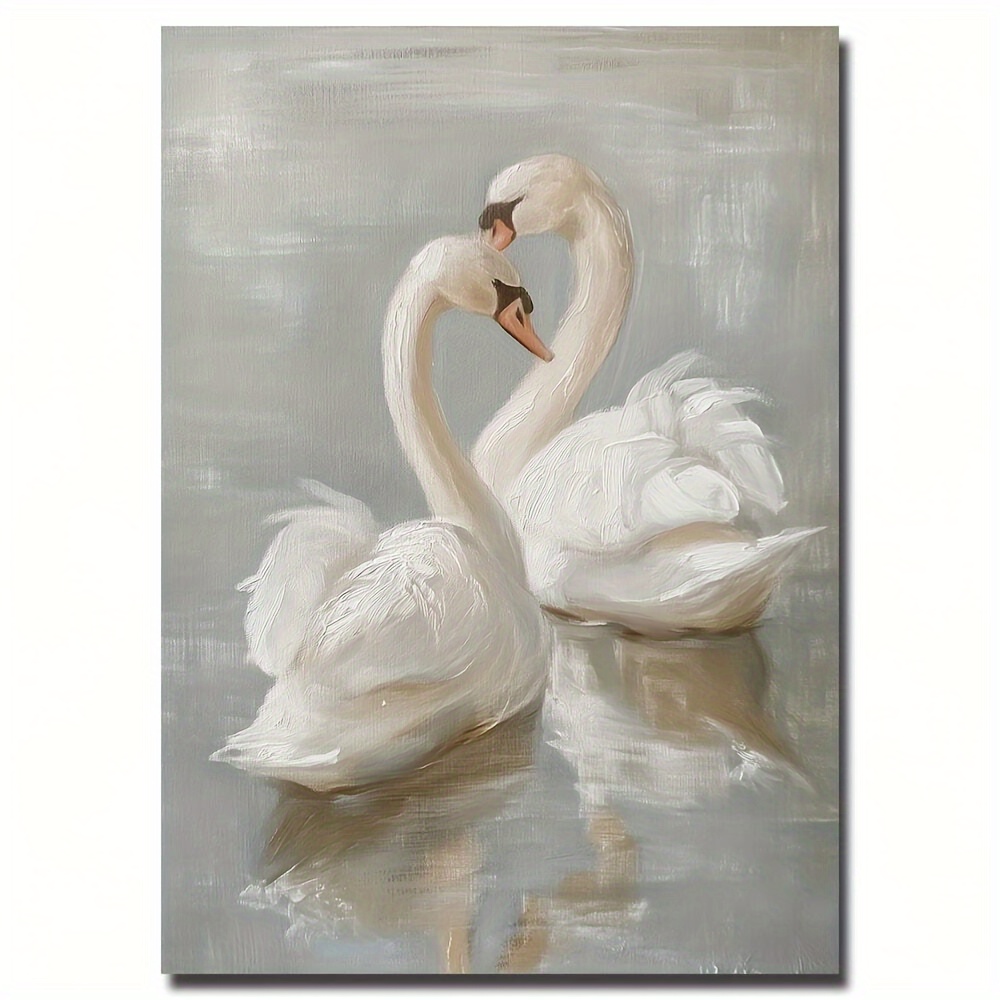 [Fast Arrival] 1PC Wall art Canvas Vintage Rustic Farmhouse Decor Swan Lake Canvas Art Print for Living Room & Bedroom - Perfect Gift Idea Bedrooms & Apartments Wooden Frame Thickness 1.5inch