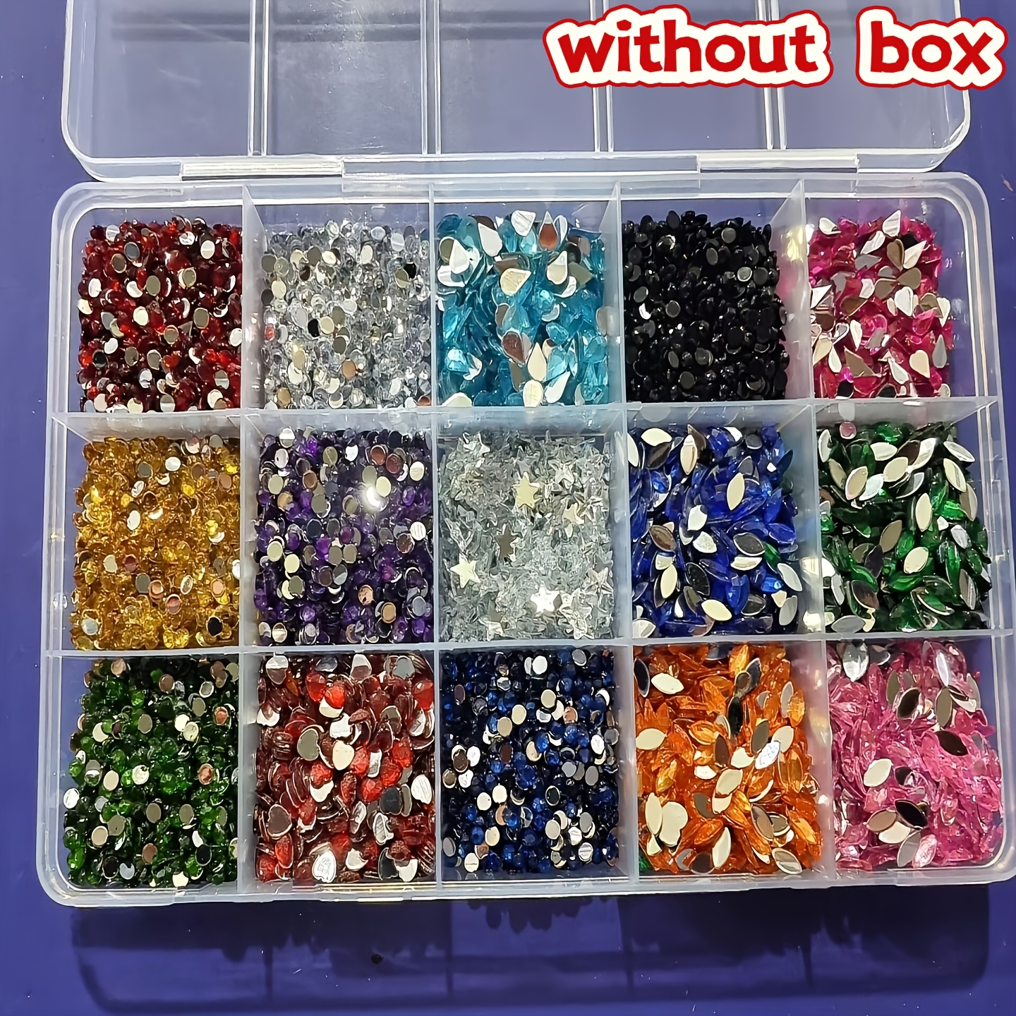 TEMU 3000pcs High-quality 5d Acrylic Flatback Irregular Shaped Rhinestones, - 15 Vibrant Colors Of Flatback Irregular Shaped Rhinestones - Uniform
