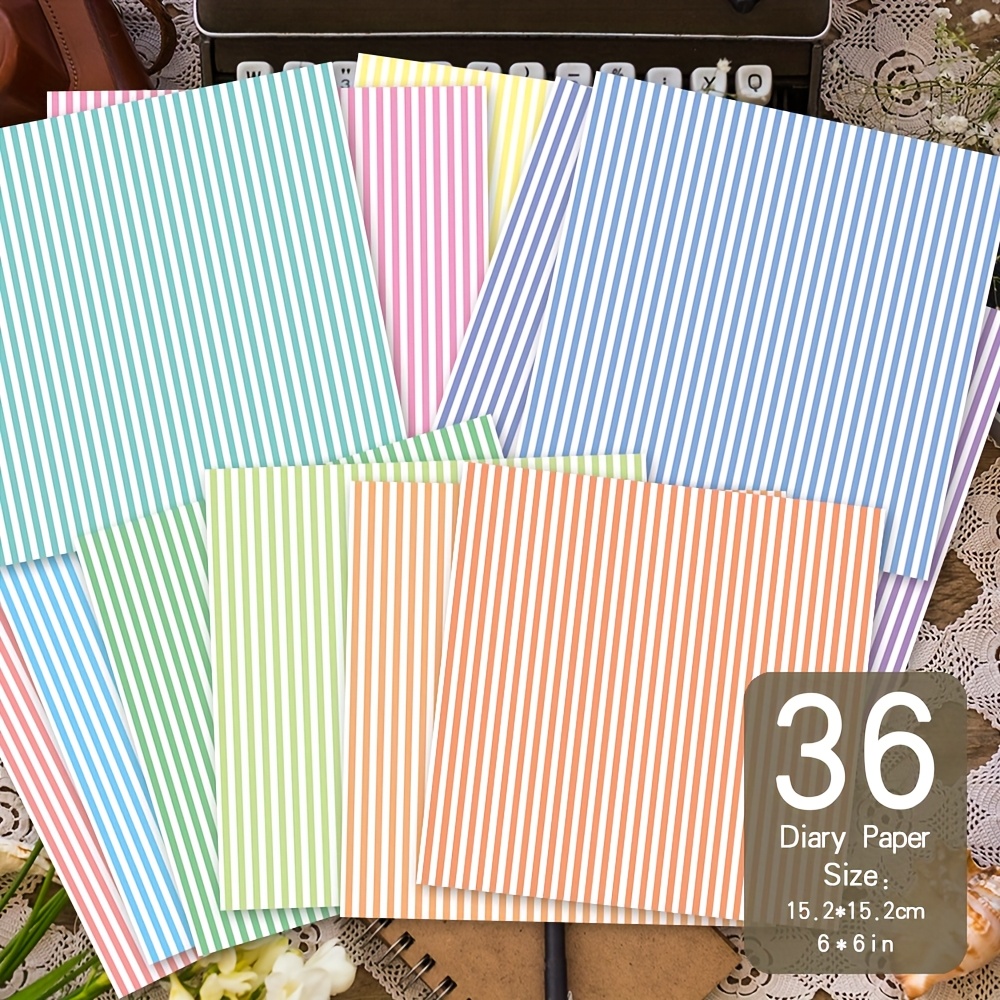Image of 36 Sheets Paper, 6×6'', Ideal For Journals, Handmade Cards, Albums, Gift Wrapping, Gift Packaging, Album Planner Decorative Paper - Color Vertical Pattern