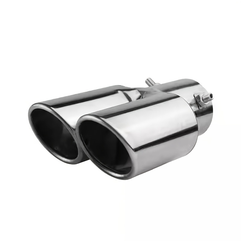 TEMU Car Universal 1 To 2 Grilled Throat Double Pipe Tail Pipe Stainless Steel Exhaust Pipe Modification Supplies