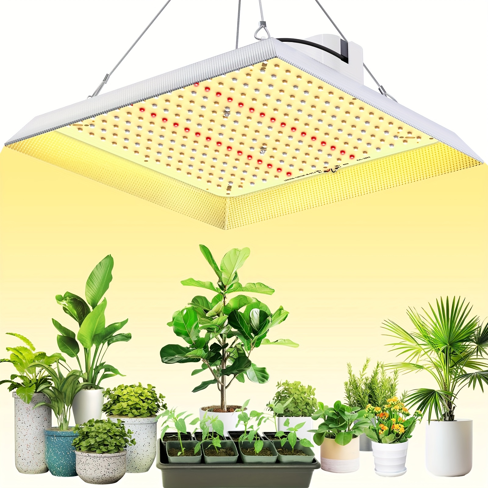 TEMU Lampe de croissance LED à spectre complet, lampe réflecteur maison, lampe de croissance suspendue haute PPFD, lampe d'intérieur pour de légumes,