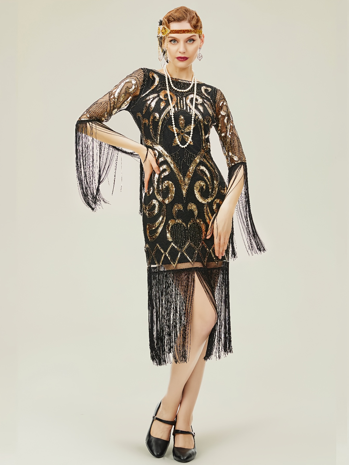 chinese dress ladies 1920s Red Natalia Long Gatsby Dress main image 1