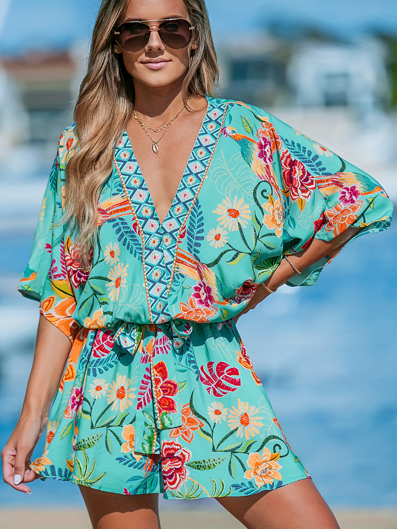 green emerald velvet dress Full Bloom Tropical Print Tank Hawaiian Aloha Dress in Red