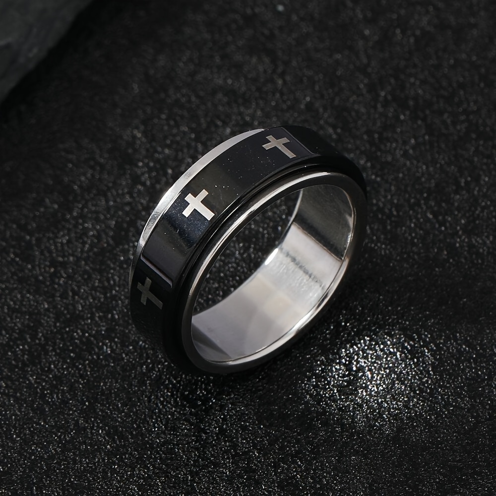 

1pc Cross-shaped Design 201 Stainless Steel Ring For Men