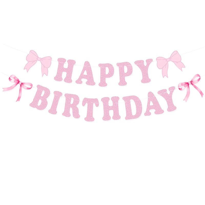 Image of Bow Birthday Party Decorations, Pink Bow Birthday Banner Bow Party For Girls Bow Coquette Birthday Decorations, Bow Party Decor, Bridal Shower Party Supplies