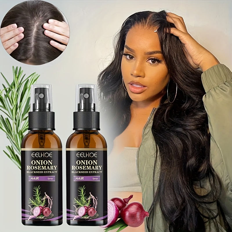 TEMU 2pcs Onion Rosemary Hair Spray, Moisturizing Hair, Nourishing Scalp Massage Hair Care Serum, Onion Biotin Hair Care Serum, Suitable For Dry,