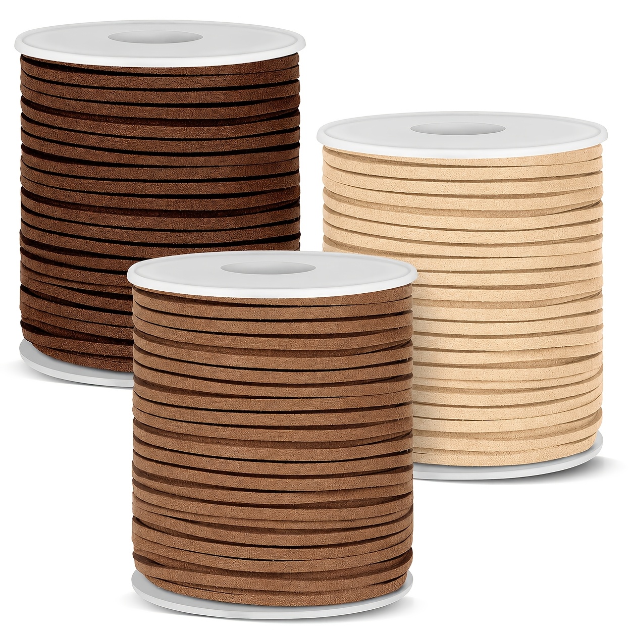 TEMU 3 Rolls Houtinky Faux Suede Cord Suitable For Jewelry Making, Braiding & Diy Crafts - 2.7mm Flat Leather String, Soft Flexible Lacing With 50