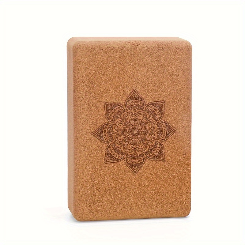 TEMU Bloque de yoga de corcho con diseño de geométrico para yoga, fitness y meditación - Ladrillo de madera de densidad para yoga