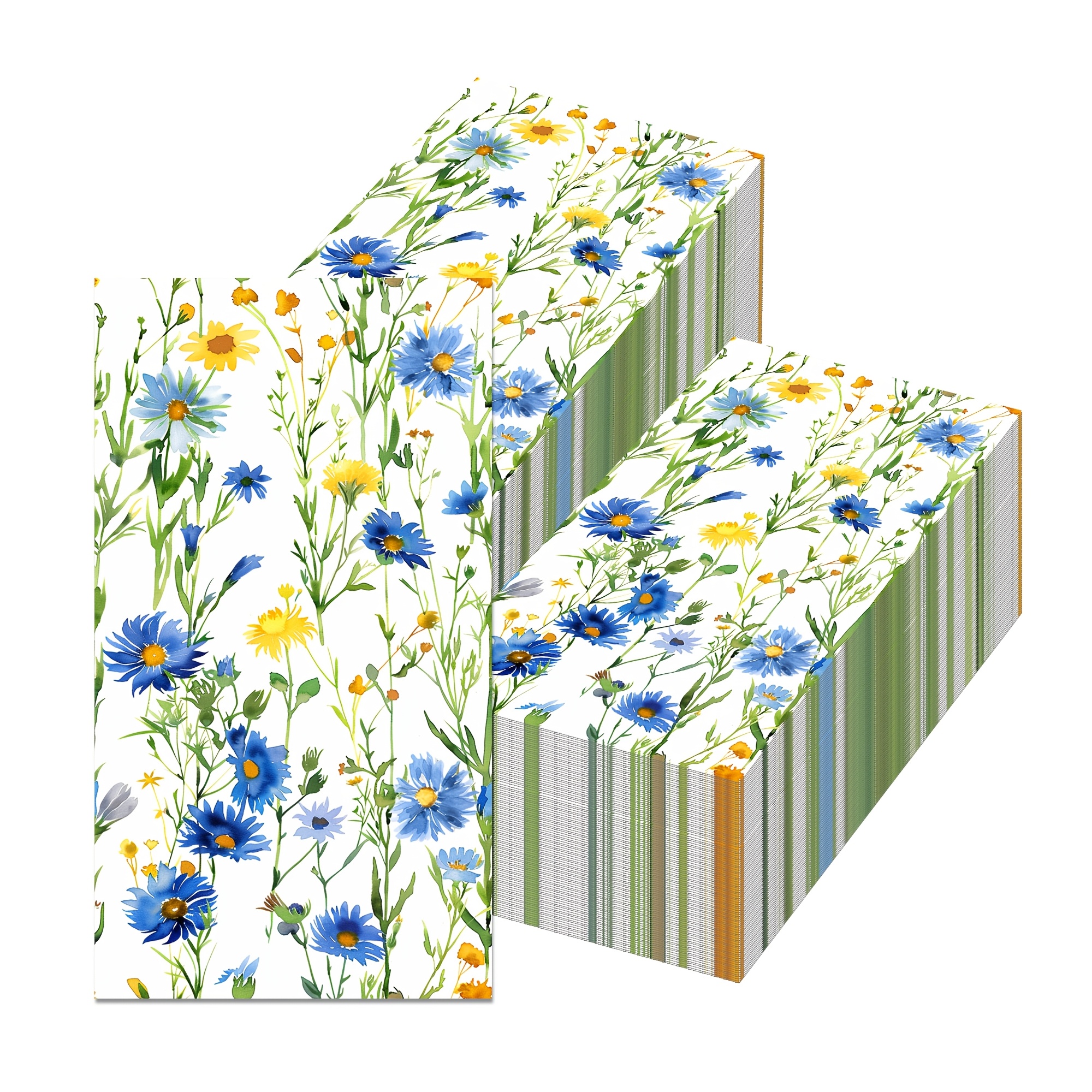 TEMU Set Of 20 Disposable Paper Napkins Featuring A Blue And Yellow, Perfect For Weddings And Birthday Celebrations