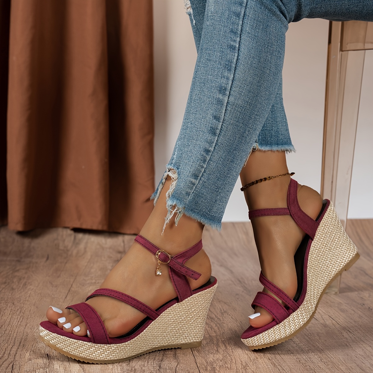 TEMU 2026 Summer Mouth With Slope Heel Thick Bottom Sandals European And Versatile Open Toed Women's Shoes, Women Shoes
