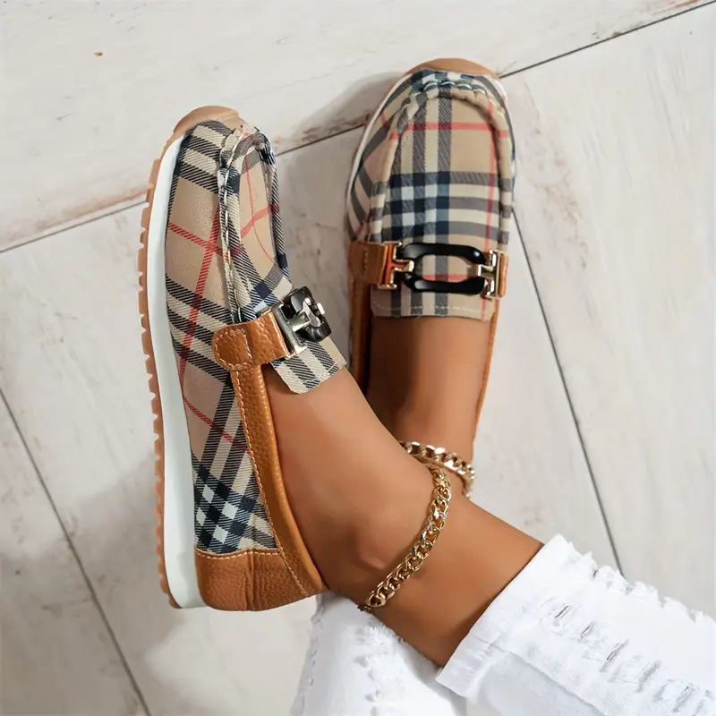 womens casual slip on flats with striped print fabric upper lightweight comfortable non slip summer loafers details 7