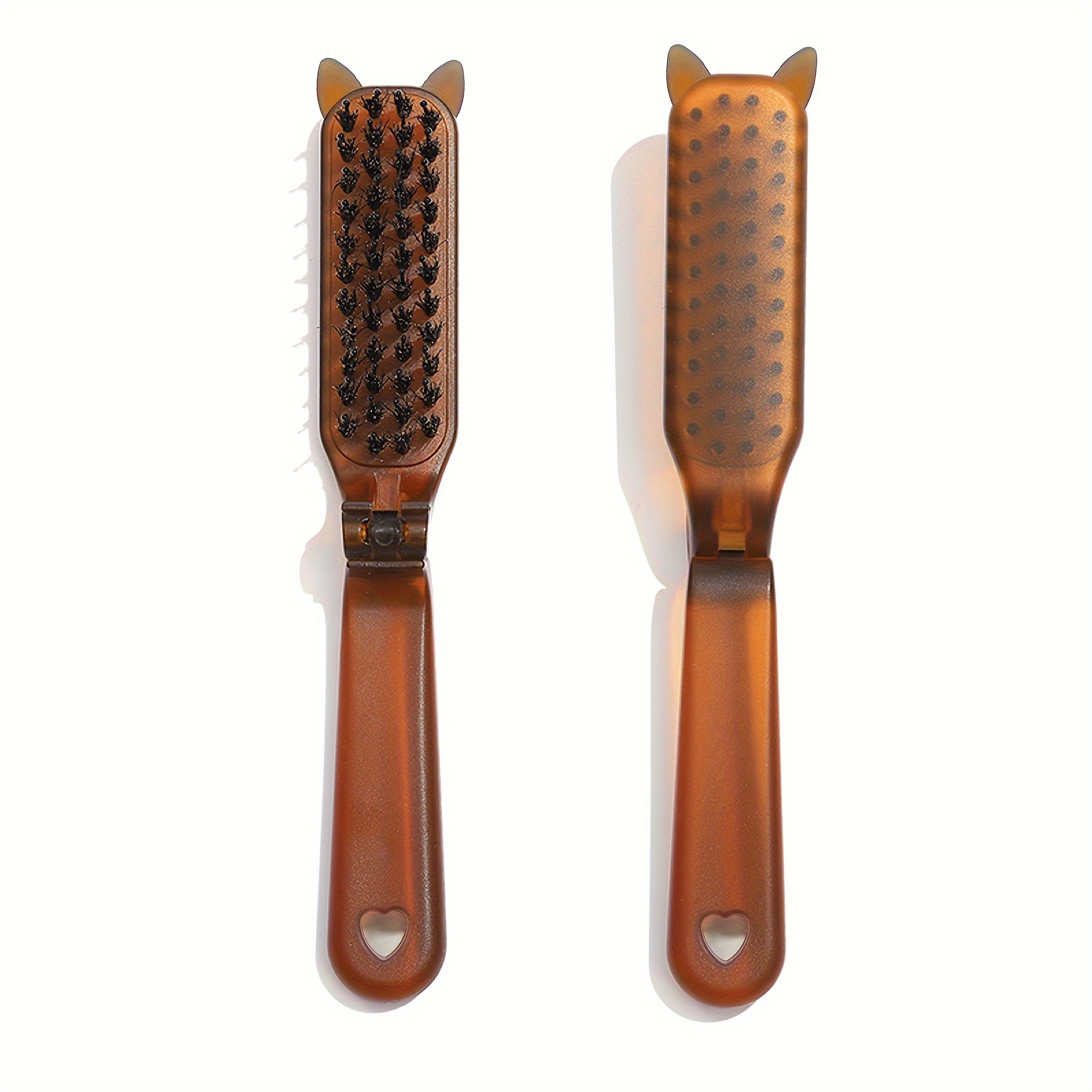 

1pc Amber Color Transparent Hair Comb Bristle Mixed Nylon Detangling Hair Brush Portable Travel Folding Comb Travel Essentials