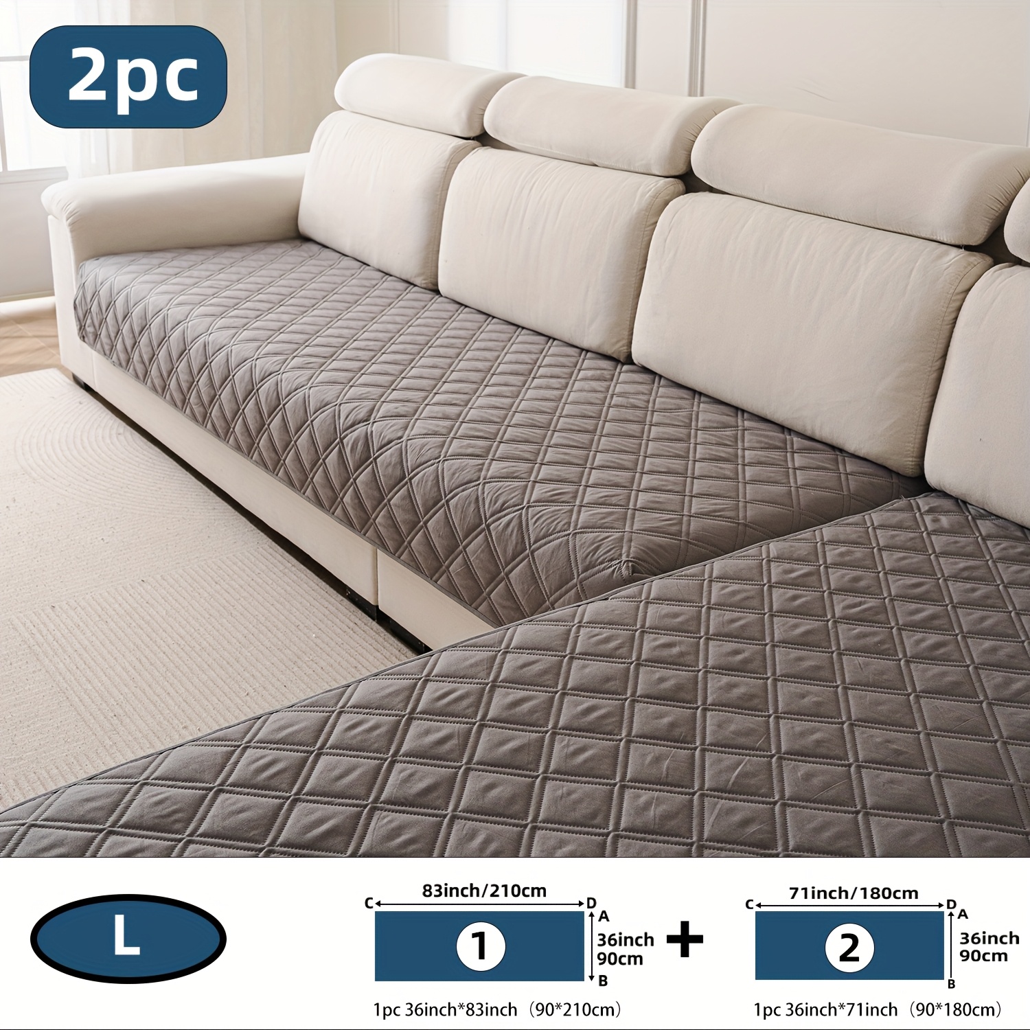 TEMU 2pcs Technology Technology Embossed High-quality Wear-resistant And Durable Sofa Cushion Cover - Pet Friendly, Universal High Quality And Anti