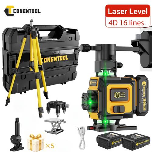 poziomica laserowa 4d z 16 liniami i podstawą samopoziomującą 360° zapewnia wysoką precyzję. w zestawie znajdują się baterie o pojemności 2400 mah lub 3600 mah. precyzyjne linie laserowe umożliwiają szybkie i dokładne pozycjonowanie poziomowanie.