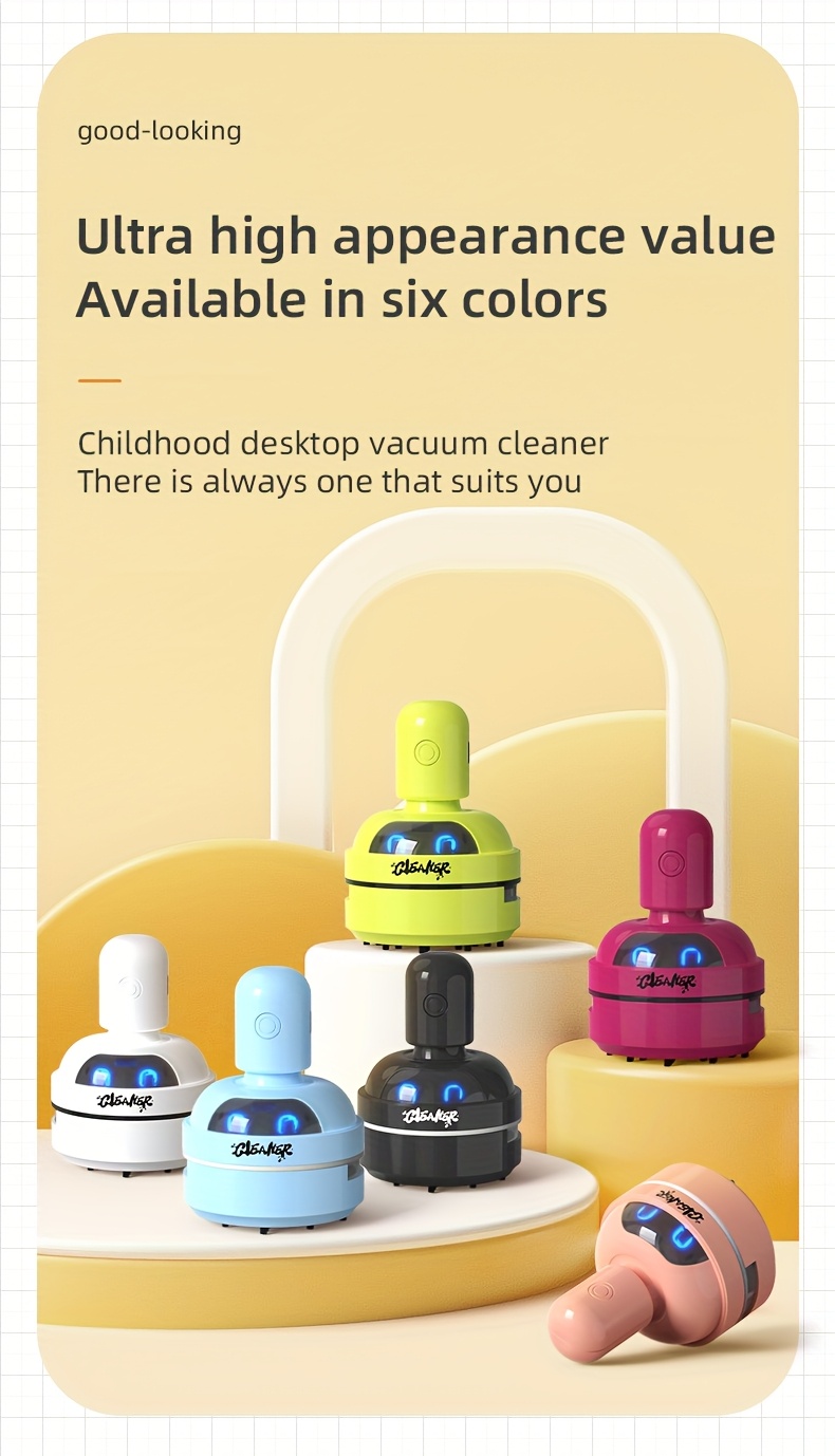 electric mini vacuum cleaner with usb charging rechargeable battery compact desktop cleaner for office   durable plastic no power needed     suction Product details 9