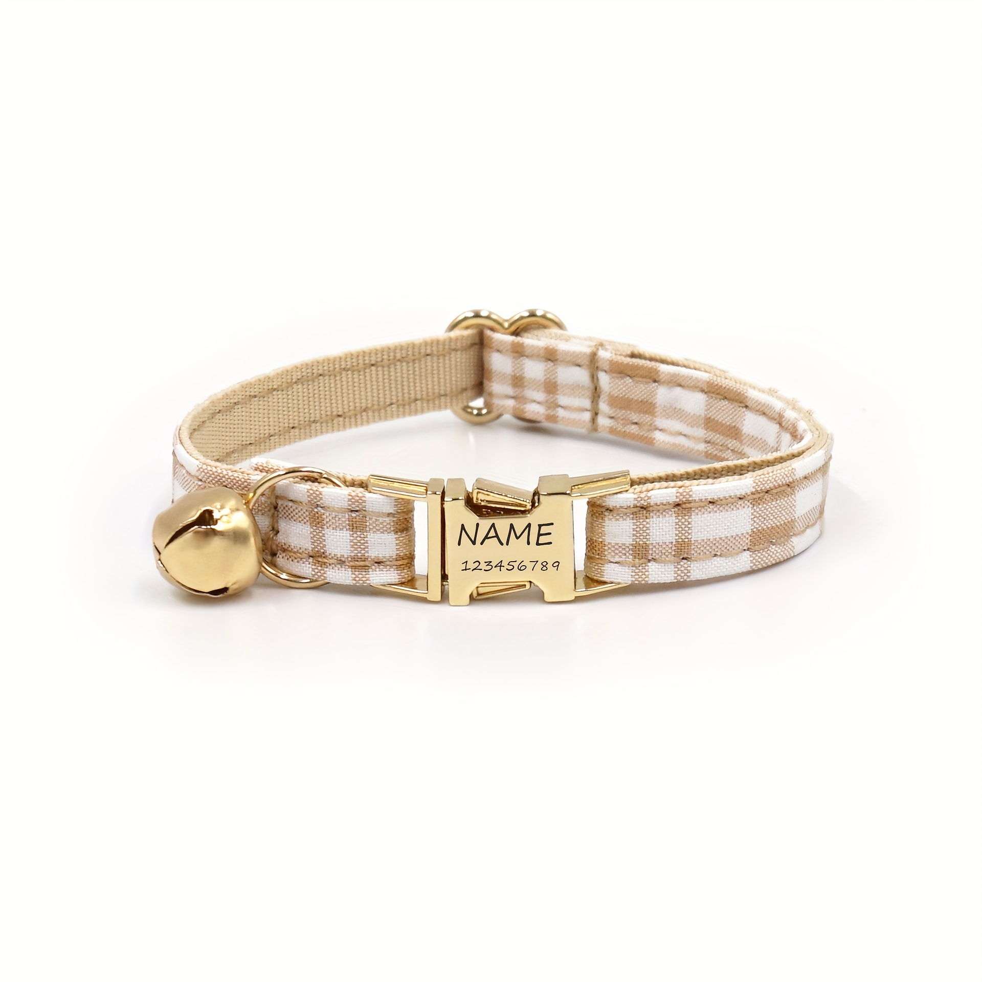 TEMU Personalized Cat Collar For Pets - Durable Adjustable Pet Neckband & Nameplate, Engravable Id Tag, Anti-choke Strap, Stylish And Safe Design For