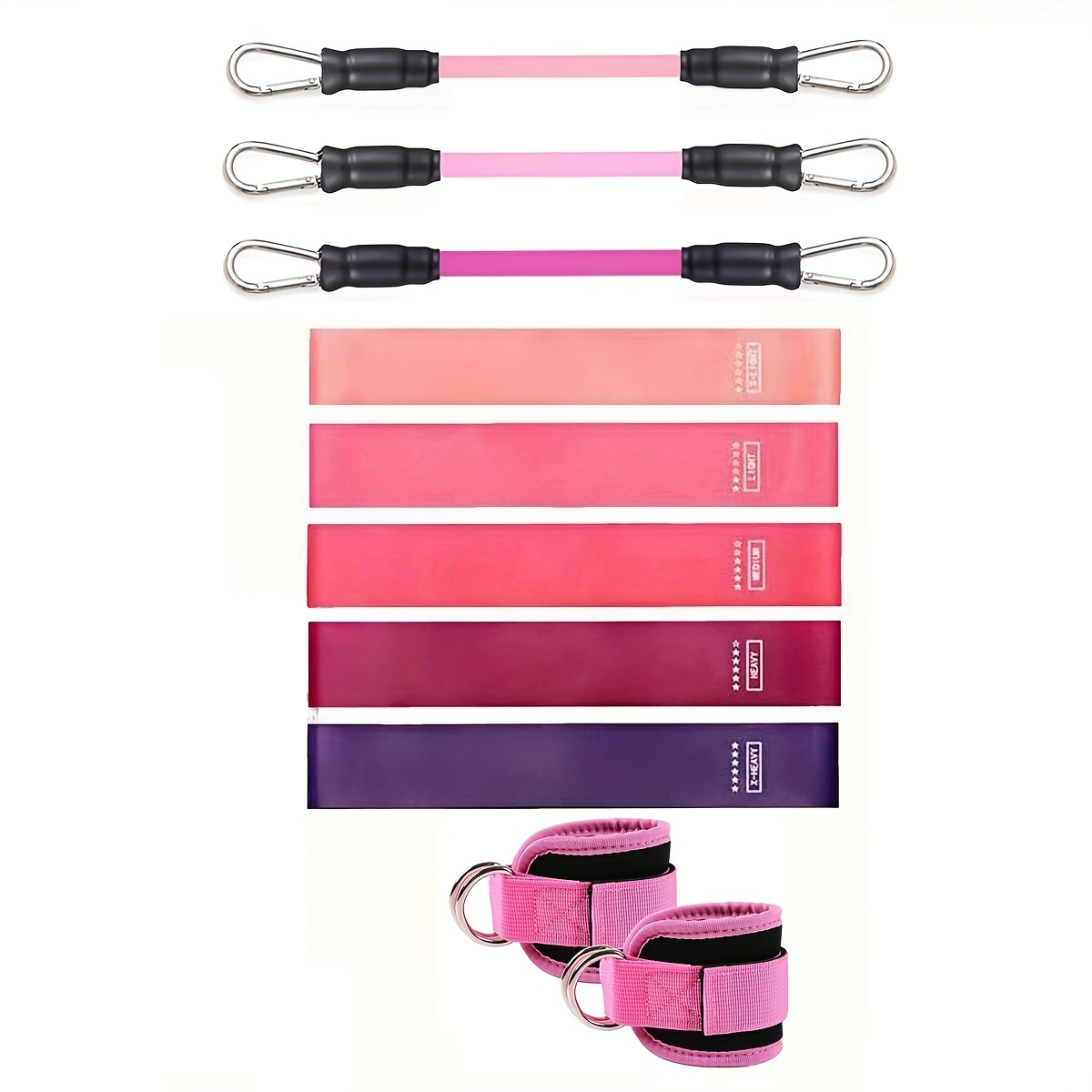 Image of Ten-piece Yoga Resistance Band Set For Leg And Hip Shaping Training, Multi-level Tension Fitness Equipment With Ankle Straps