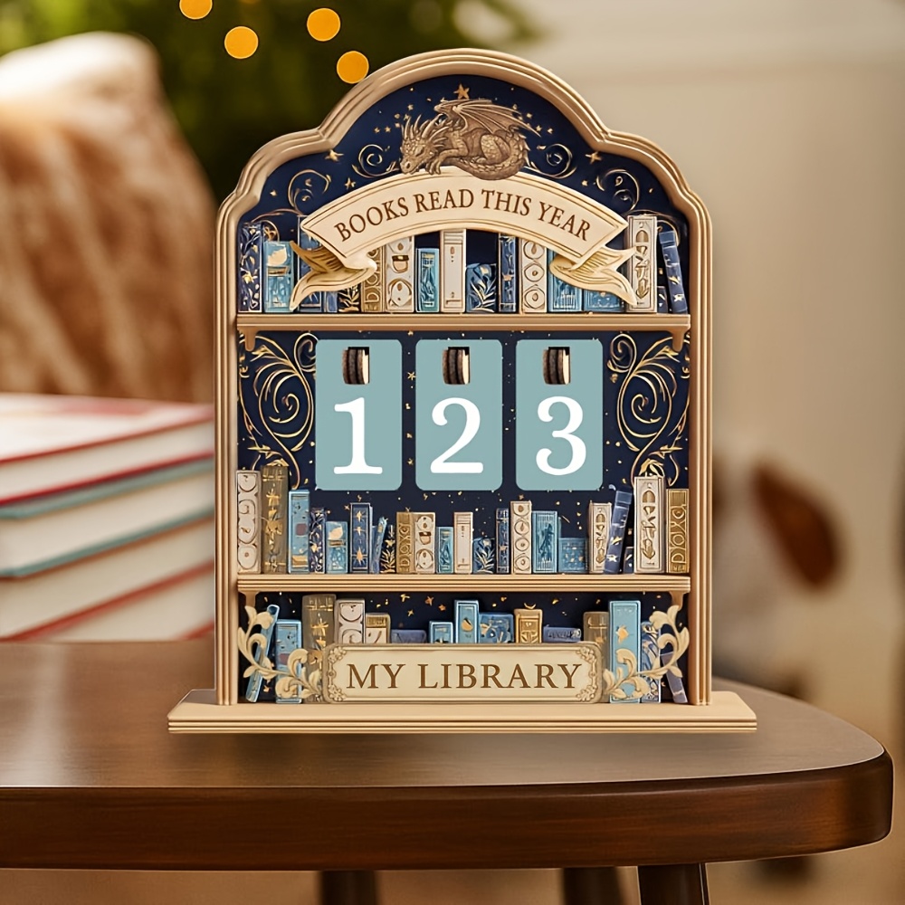 Retro Wooden Book Log (1 Set) | 999-book Annual Counter - Ideal Decorative For Personal Library, Desk And Bookshelf