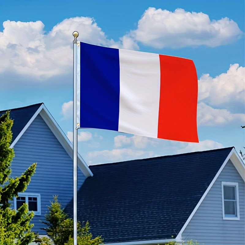 

1pc, French Flag, 3*5ft 100d Spring Chiffon, Outdoor And Indoor Available, Flag Double Stitching Craft With 2 Brass Grommets, Flag Pole Not Included