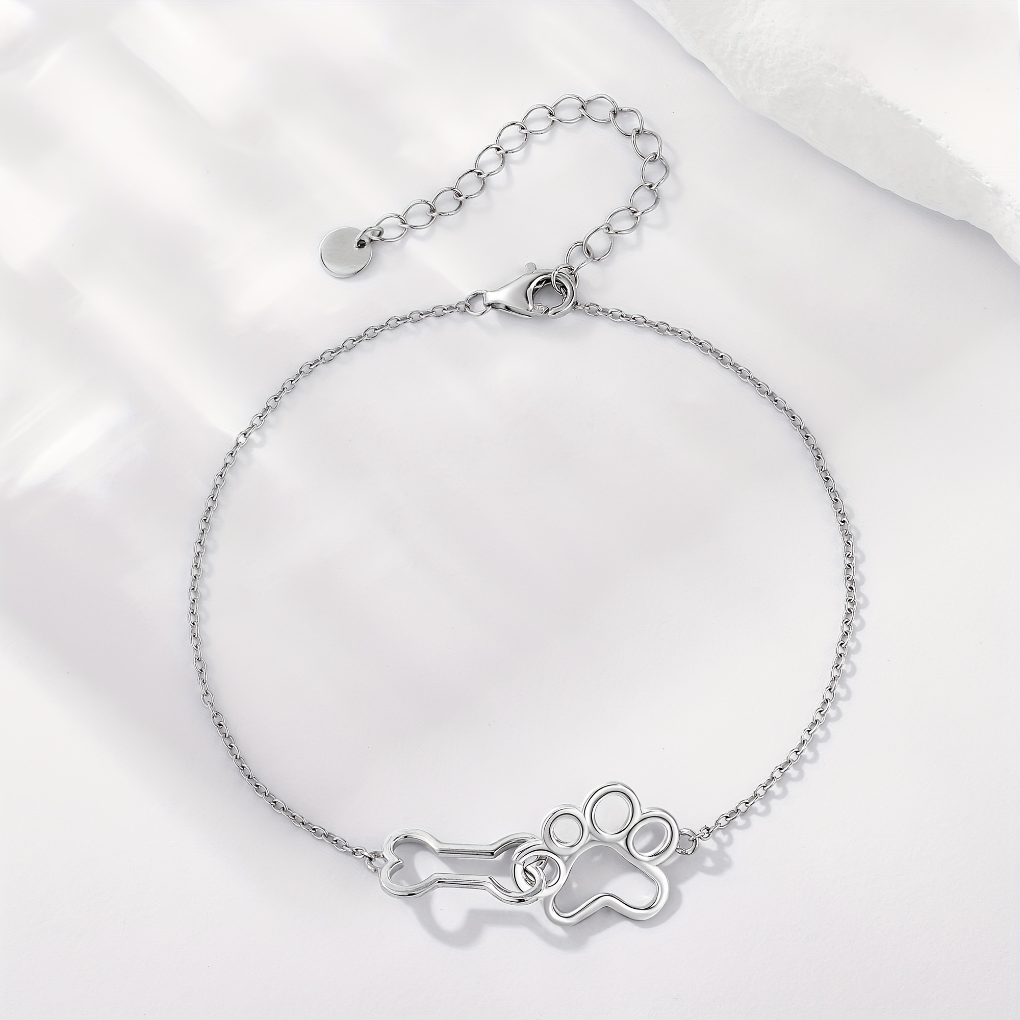 S925 Silver Paw Print Bracelet for Women