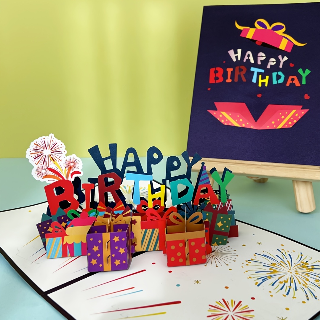 

Pop-up Birthday Card With Envelope, Cartoon Fireworks Design, Laser-cut Greeting For Son/daughter/grandchildren//niece/her/him/girlfriend/boyfriend//friend/grandparents// - Swammcard