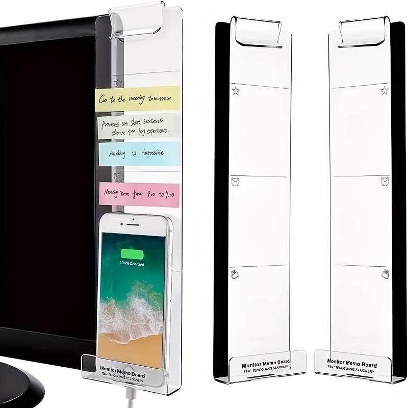 

Acrylic Computer Monitor Side Panel Memo Board - Office Message Holder & Note Clip For Daily Use