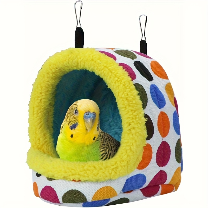 TEMU Bird Hanging Hammock Winter Warm Parrot Nest House Bed, Plush And Comfortable Pet Cave Hammock Toy, Suitable For Conures, Lovebirds, Budgies,