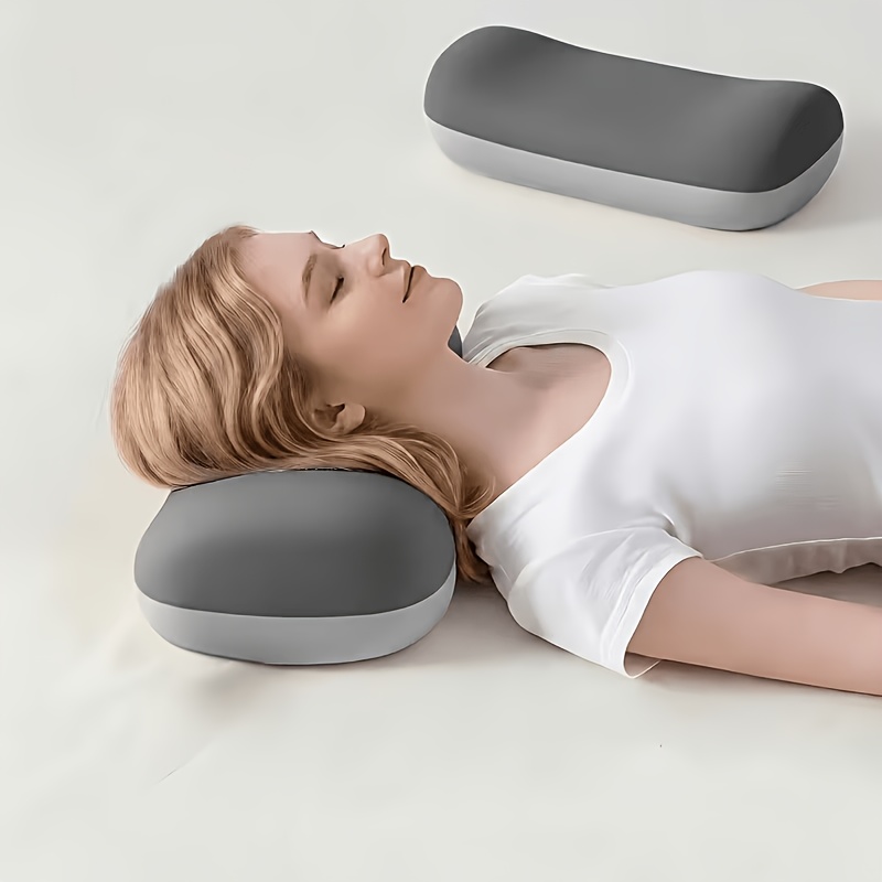 TEMU 1pc Memory Pillow, Made Of Soft And Comfortable Fabric Washable With Water, Suitable For Neck, Waist Cushion, Office Nap Pillow, Dual-color