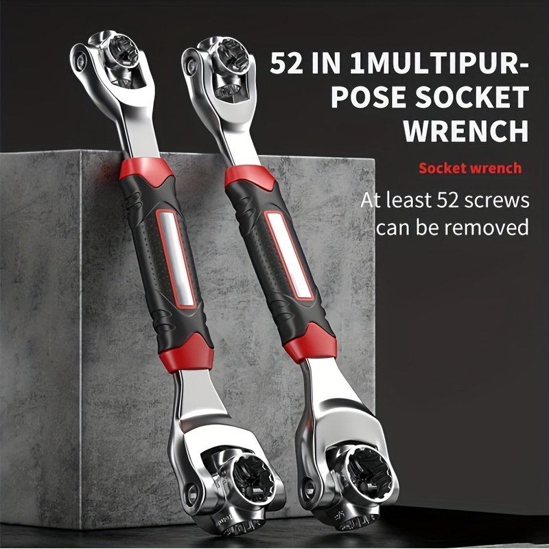 1pc 52 in 1 universal socket wrench universal adjustable double headed wrench tool flexible 360 degree rotating head with rubber handle and universal automobile maintenance wrench