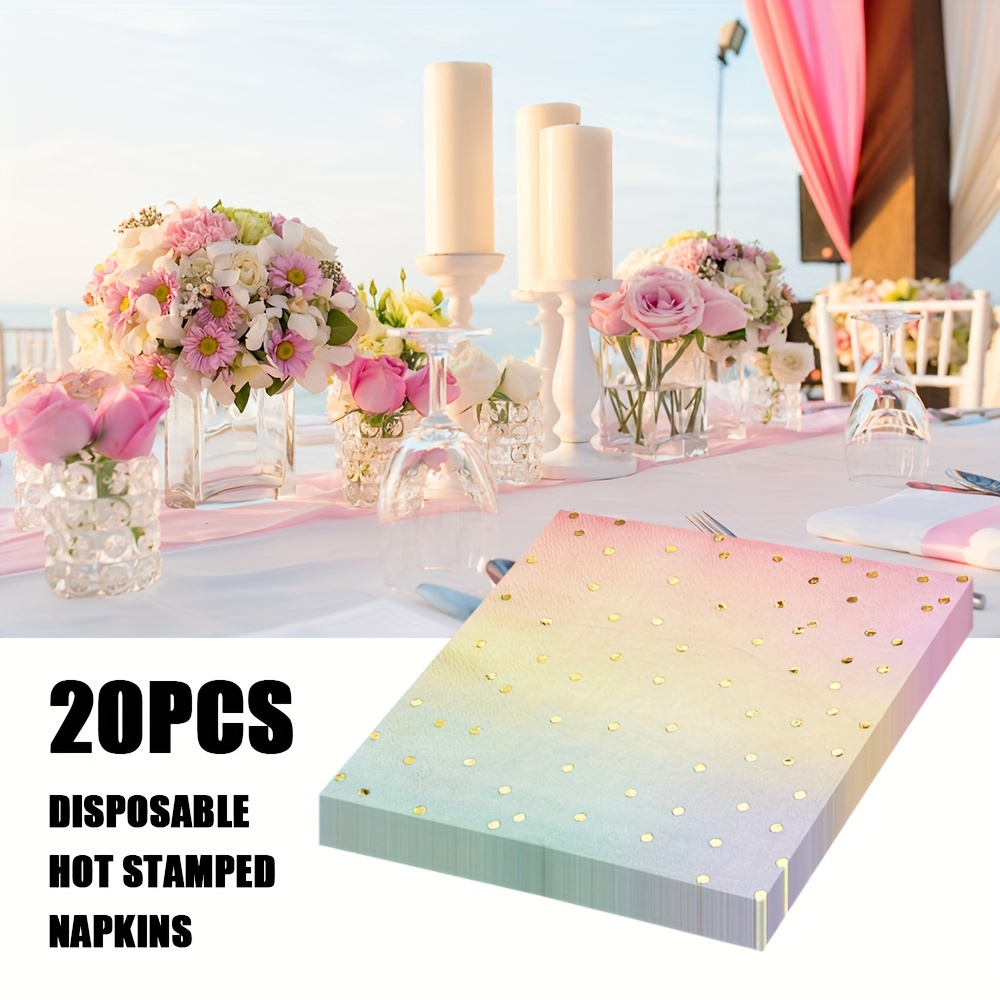 

20pcs Elegant Disposable Paper Napkins With Accents, Rainbow Gradient Design, 2-ply For Extra Durability, Ideal For Parties, Dinners & Events, 13x13 Inches