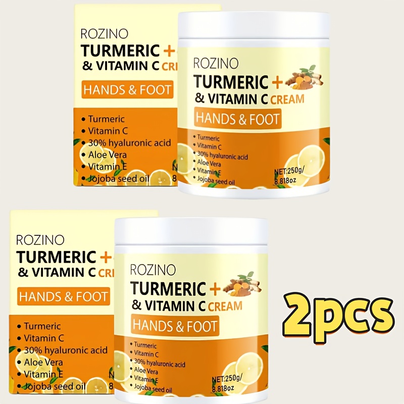 TEMU 2pcs Turmeric & Vitamin C Dry Cracked Cream - Anti-crack Hydrating Moisturizer With Almond Oil & Hyaluronic Acid, Formaldehyde-free For Elbows,