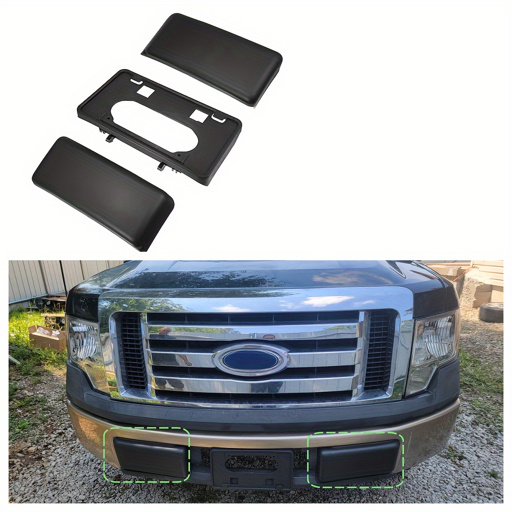 Front Bumper Guards Pads + License Plate Frame Bracket For Ford F150 2009-2014
