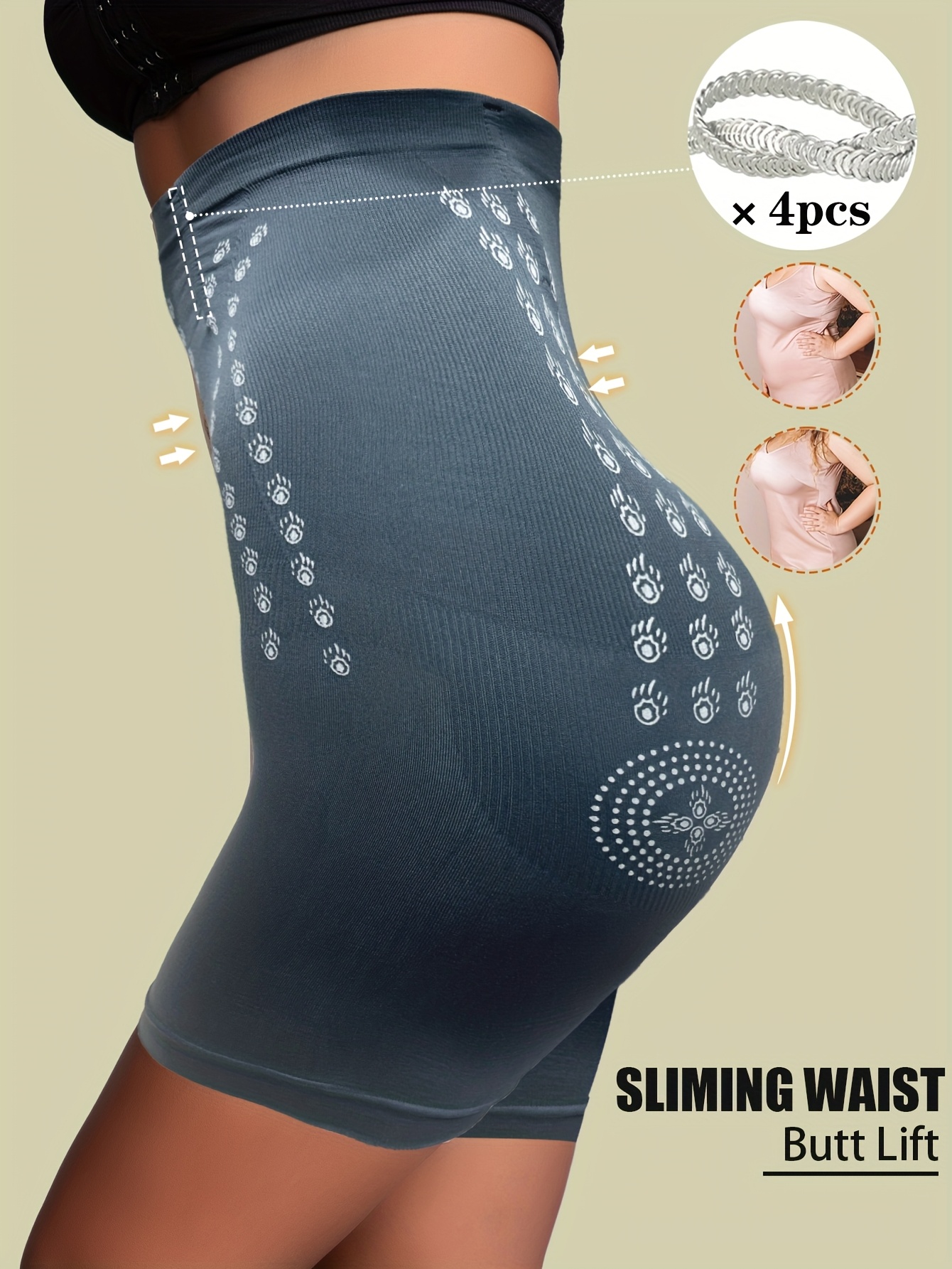 1pc High Waist Tummy Control Panties - Elegant Seamless Waist Trainer with Butt Lifter, Sheath Briefs for Women, Flat Belly & Hip Support, Black with Golden Accents, Tummy Control Shapewear, Sleek Design, Comfortable Fit