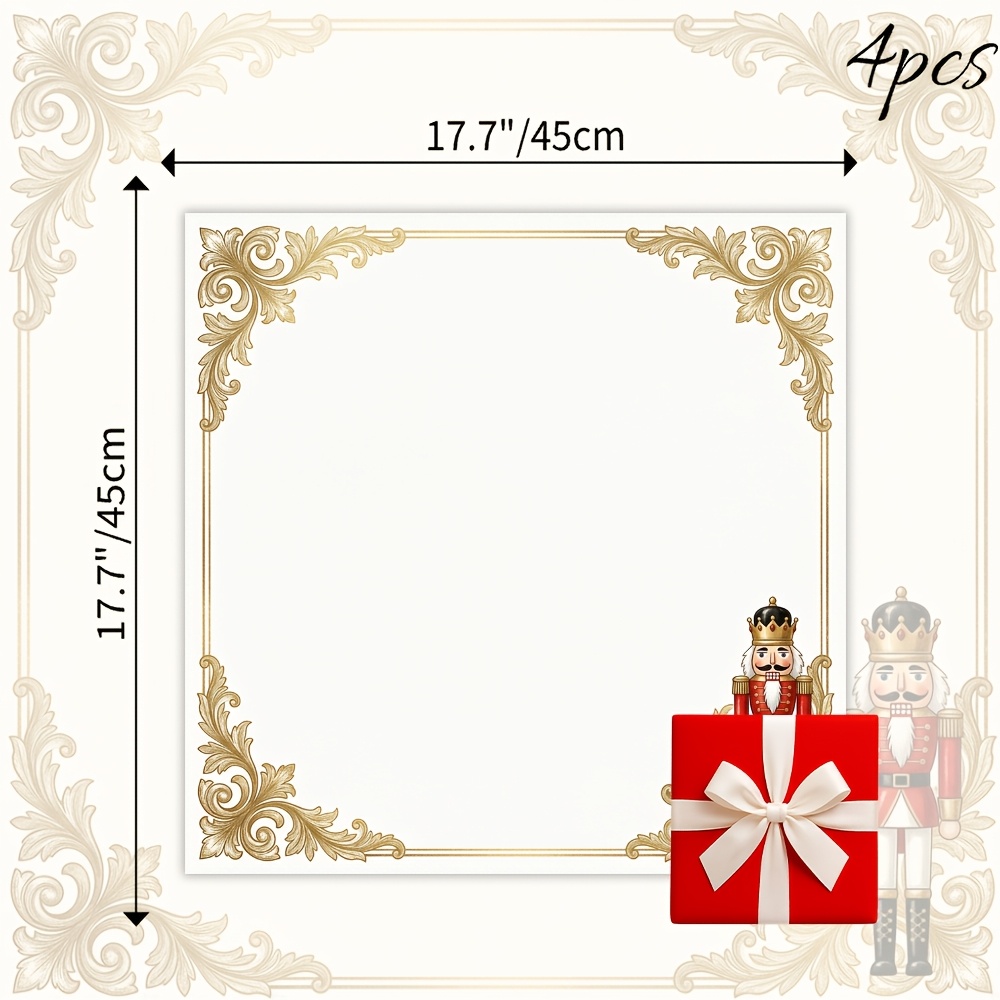 TEMU 4pcs Nutcracker Cloth Napkins Suitable For Christmas Table Settings, Nutcracker Figure, Square Table Napkins With Nutcracker Print, Fabric For ,