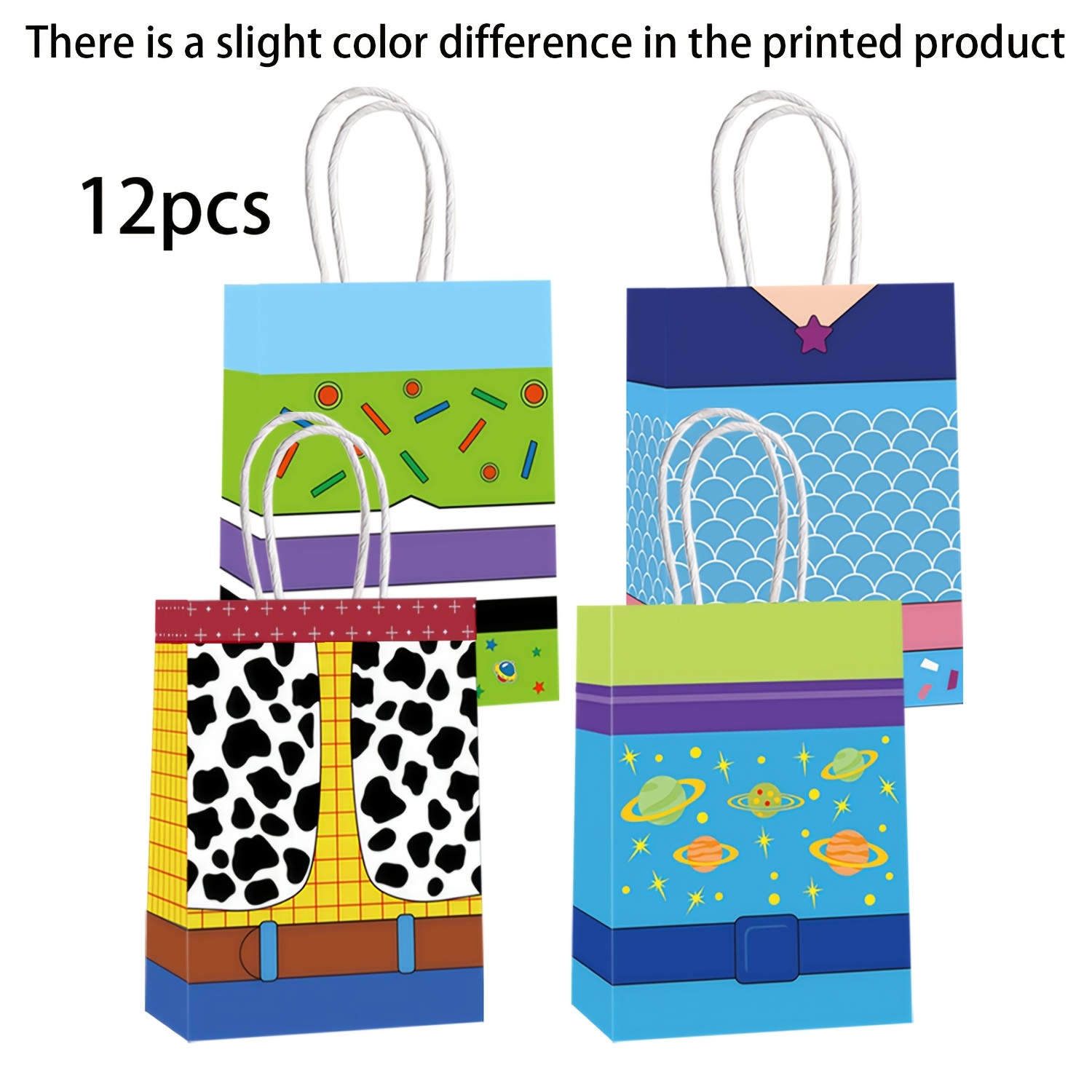 TEMU 12pcs Assorted Gift Bags - Paper Bags With Handles, Party Favor Bags, Ideal For Birthday Parties And , Tote Paper Bags For Family Gatherings,