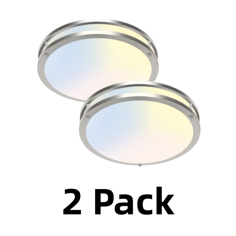 TEMU Modern Minimalist Double-ring 13-inch Led Ceiling Light Fixture, 2-pack, 36w High Brightness, Temperature Adjustable, Suitable For Kitchens, ,