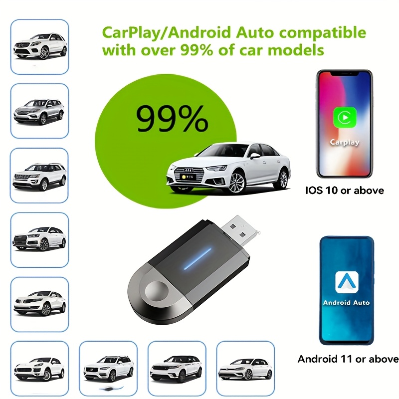 Acquista Adattatore wireless 2 in 1 per CarPlay Android Auto, Smart Mini AI Box, WiFi Fast Connect per Toyota, Nissan, Ford, Chevrolet, Suzuki, Plug and Play in Italia a partire da 21