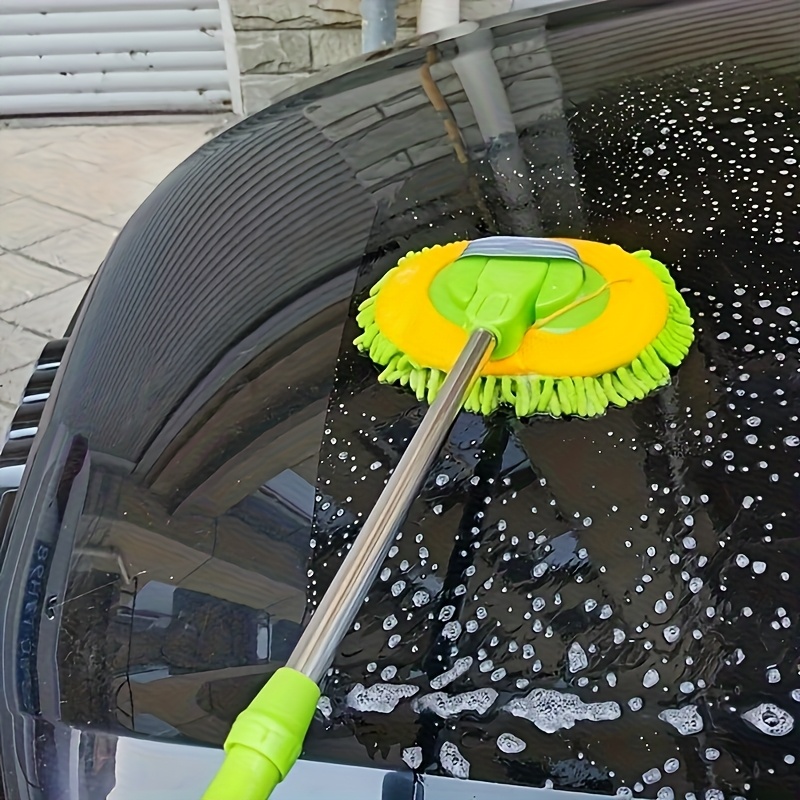 E-shop verwendbares Fahrzeugreinigungs-Mopp-Set - verstellbarer, weicher Mikrofaser-Stiel mit einer Edelstahl-Detailbürste, sicher für kratzfreie