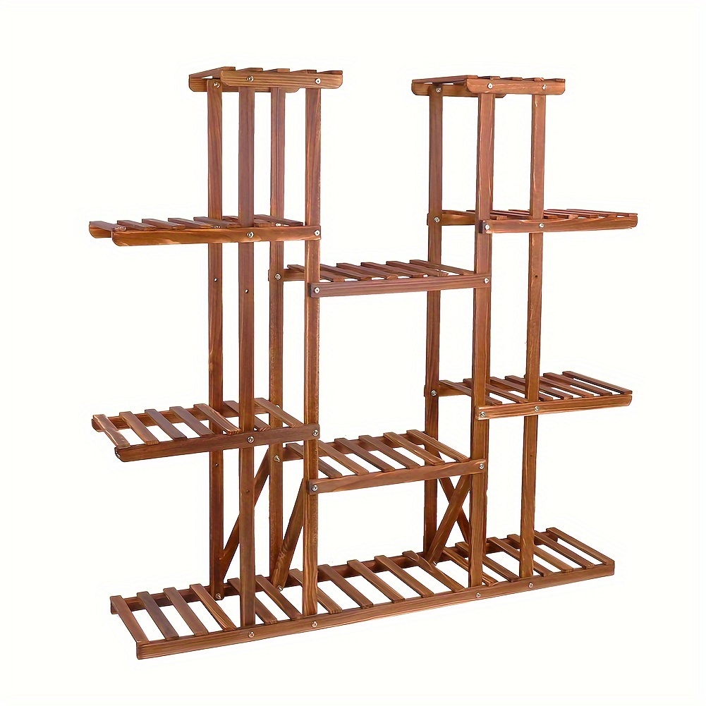 

11 Tiers Wooden Plant Stand Large Capacity Flower Pots Shelf Holder Bonsai Planters Display Rack For Porch Condo Garden Indoor Outdoor