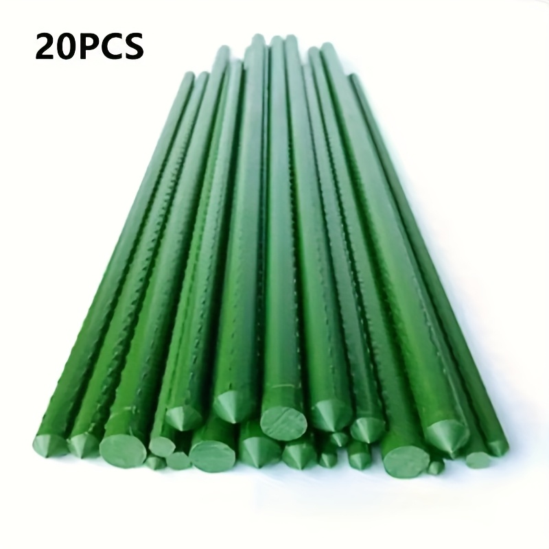 Image of Set Of 20 Plant Support Stakes Designed For Climbing Vegetables, , And Fruits - Lengths, Sturdy Green Cylindrical Garden Stakes Are Perfect For Tomatoes, , Beans, And