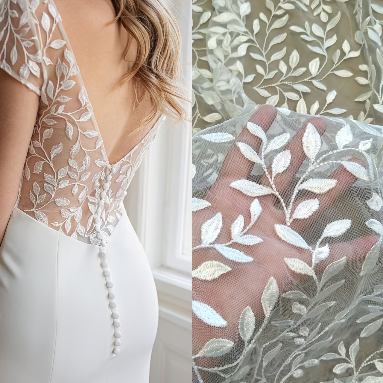 tela encaje hojas 130 cm ancho elegante encaje floral Temu Uruguay