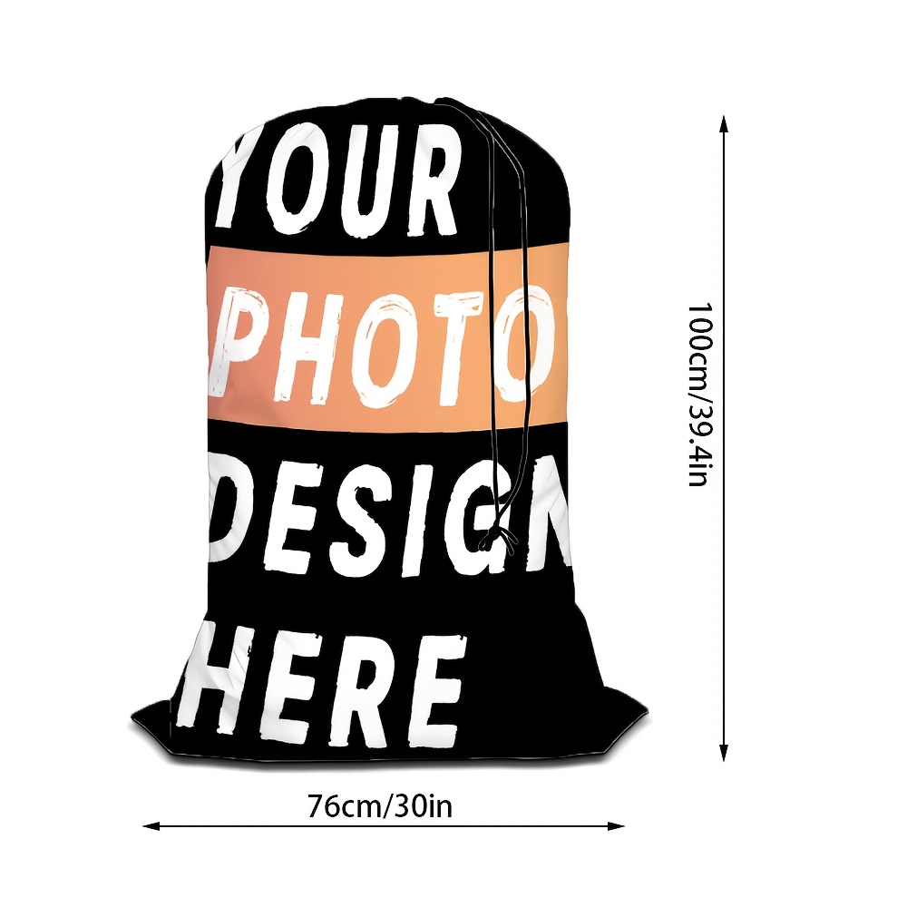 TEMU Custom 1pc Personalized Laundry Bag With Your Photo, Large Capacity Travel Laundry Bag With Drawstring Closure, Storage, Suitable For Clothes,