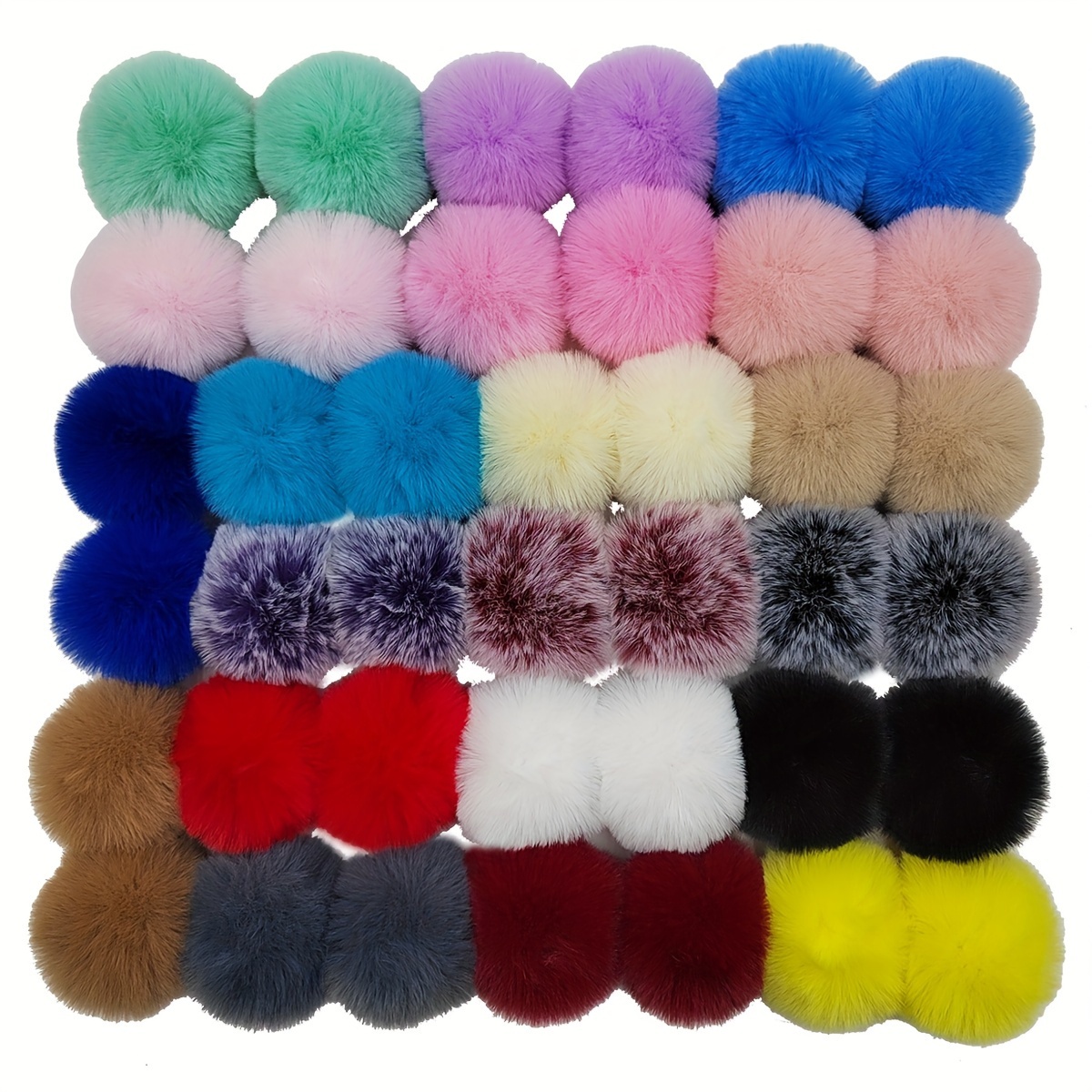 

20-pack Faux Fur Pom Poms - 2.76 Inch Fluffy Craft Pompoms With Elastic Loop For Removable Knit Hat, Scarf, Gloves, Bag Accessories - Polyester Material For Diy Crafting